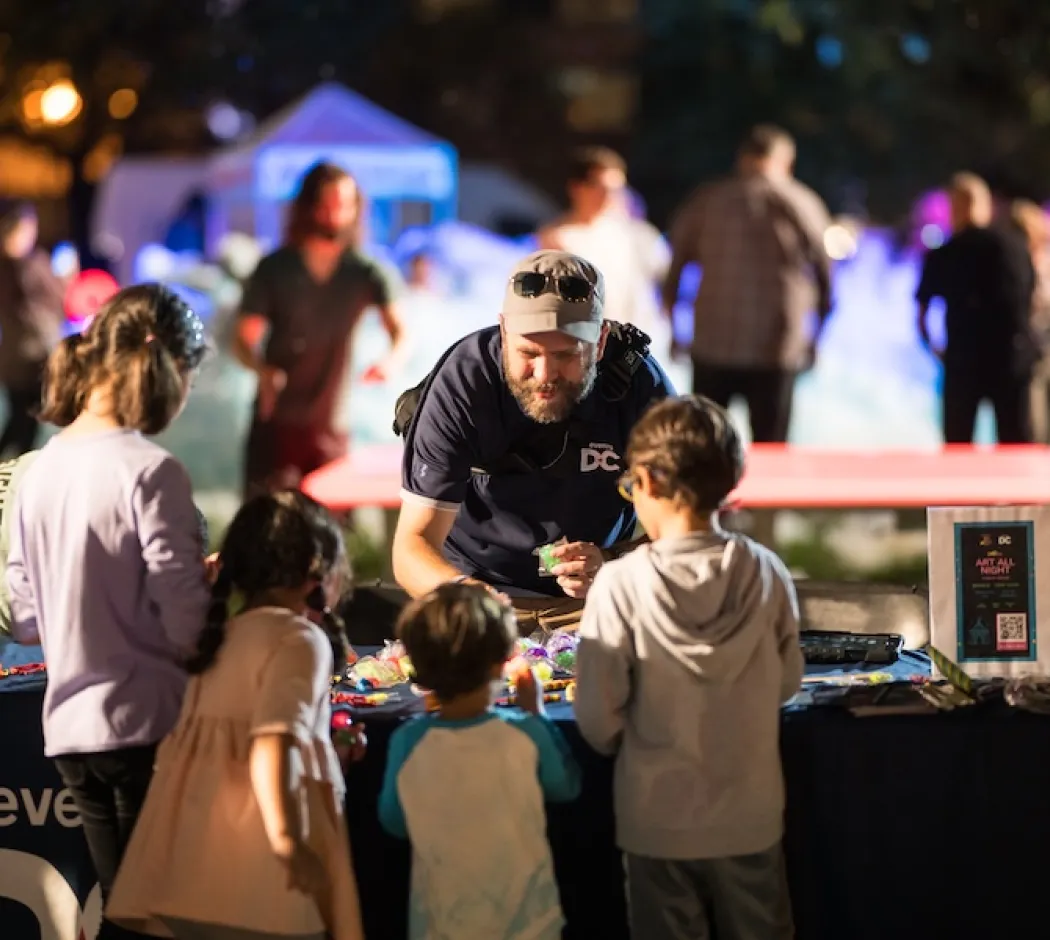 Families and children take part in hands-on activities during DC’s Art All Night festival.